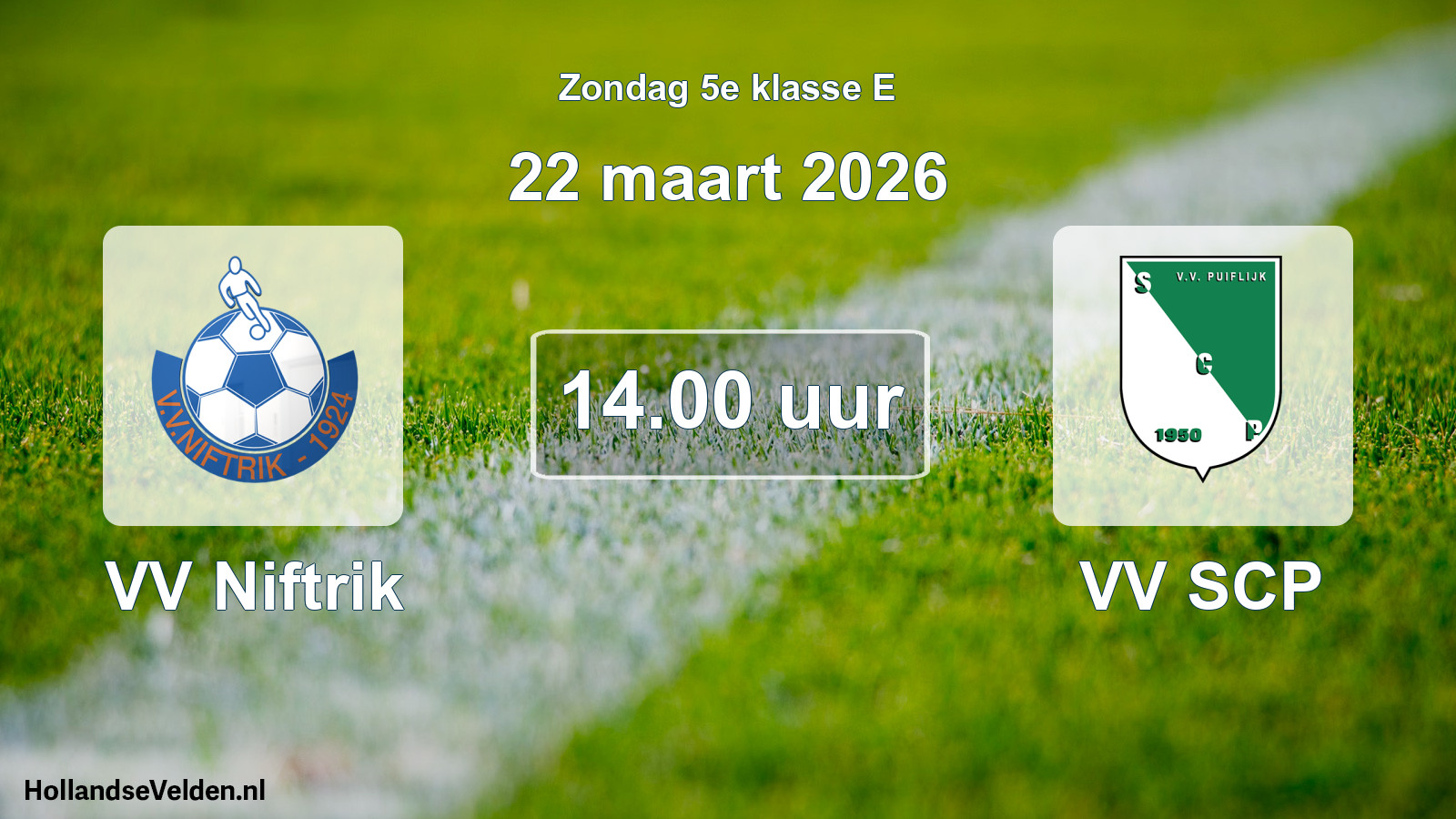 Geplande wedstrijd: VV Niftrik - VV SCP (22 maart 2026)