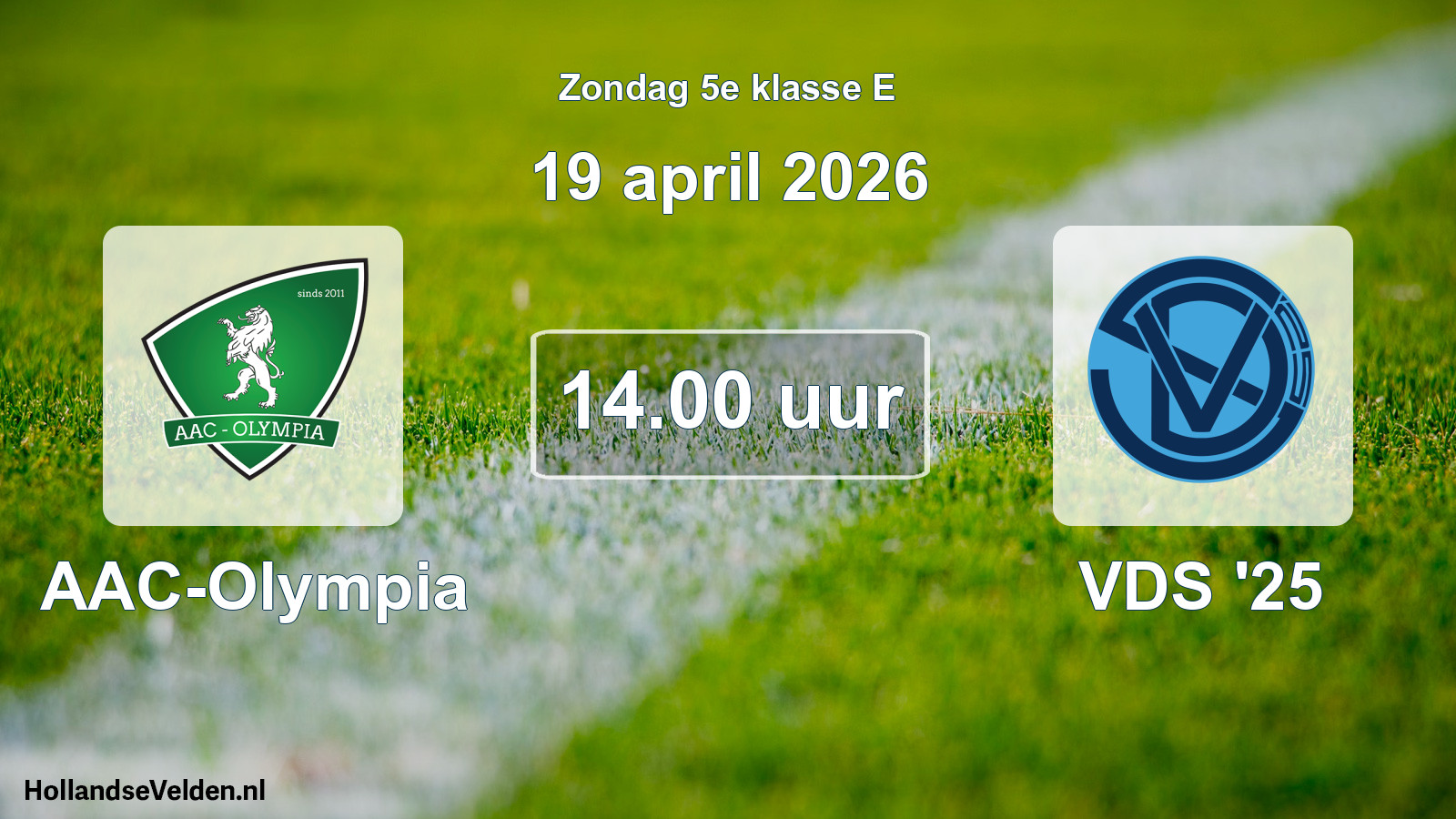 Geplande wedstrijd: AAC-Olympia - VDS '25 (19 april 2026)