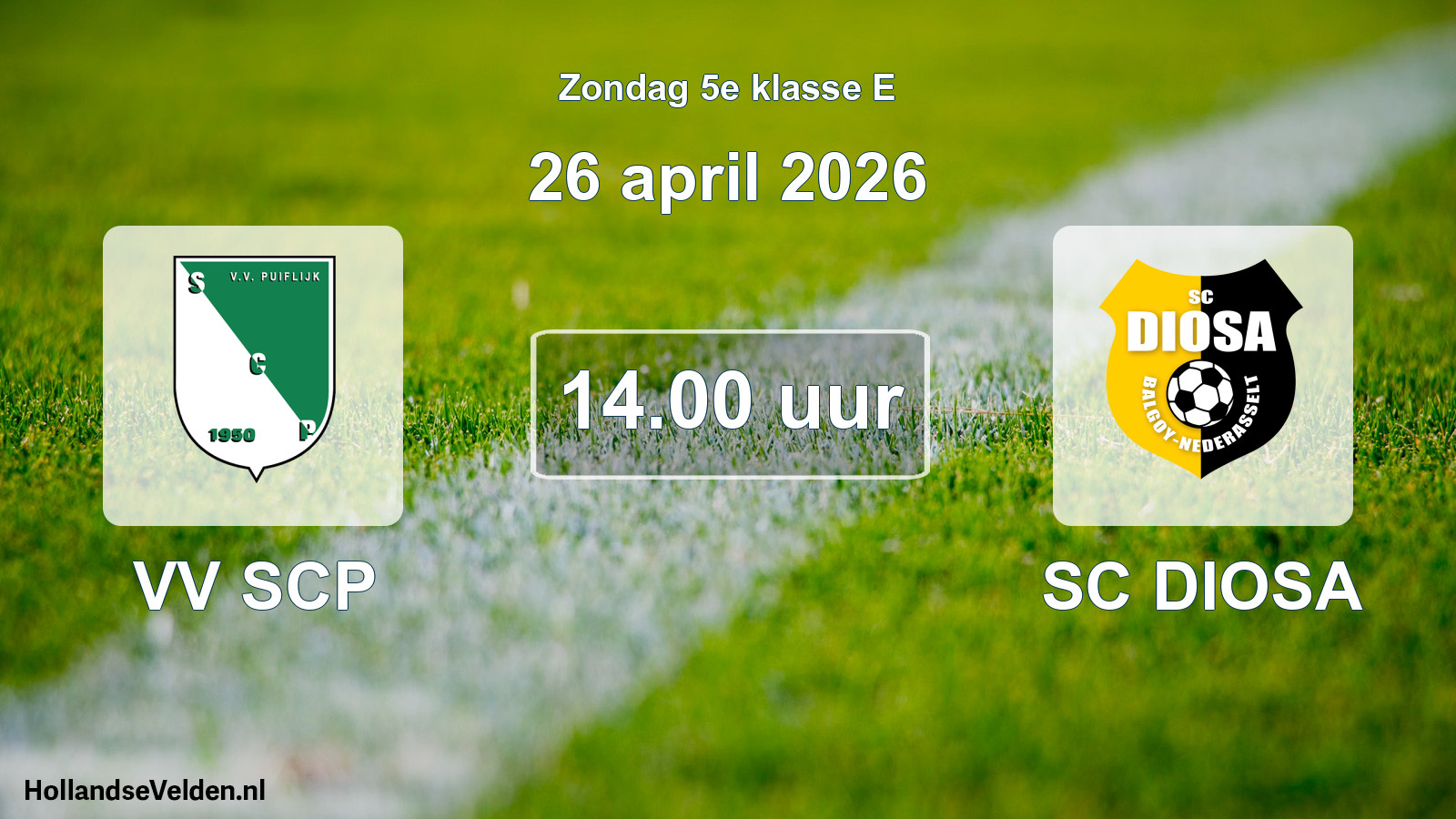 Geplande wedstrijd: VV SCP - SC DIOSA (26 april 2026)