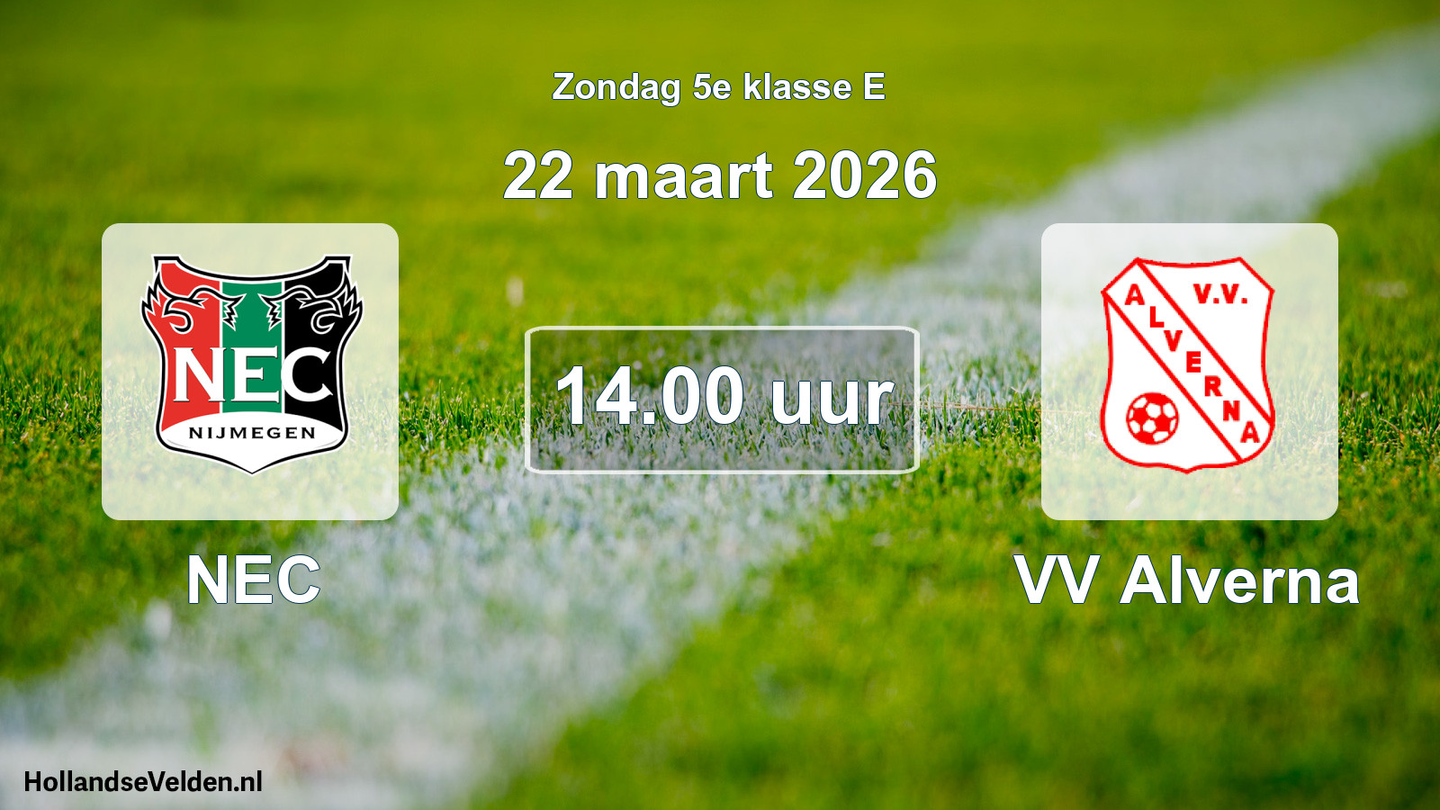 Geplande wedstrijd: NEC - VV Alverna (22 maart 2026)