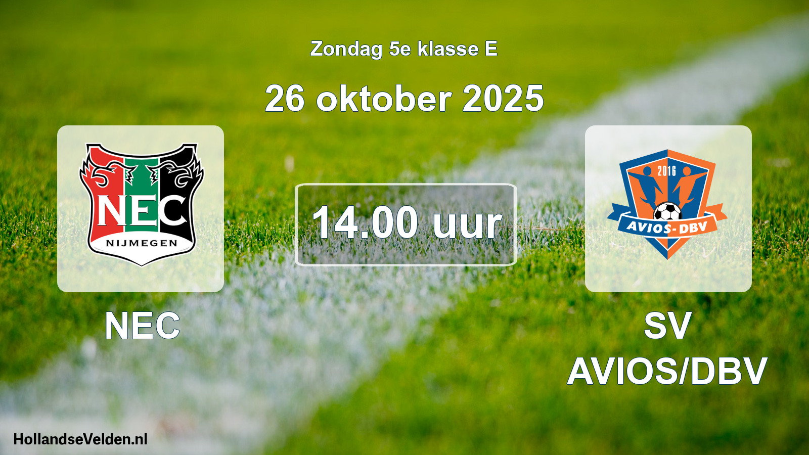 Geplande wedstrijd: NEC - SV AVIOS/DBV (26 oktober 2025)