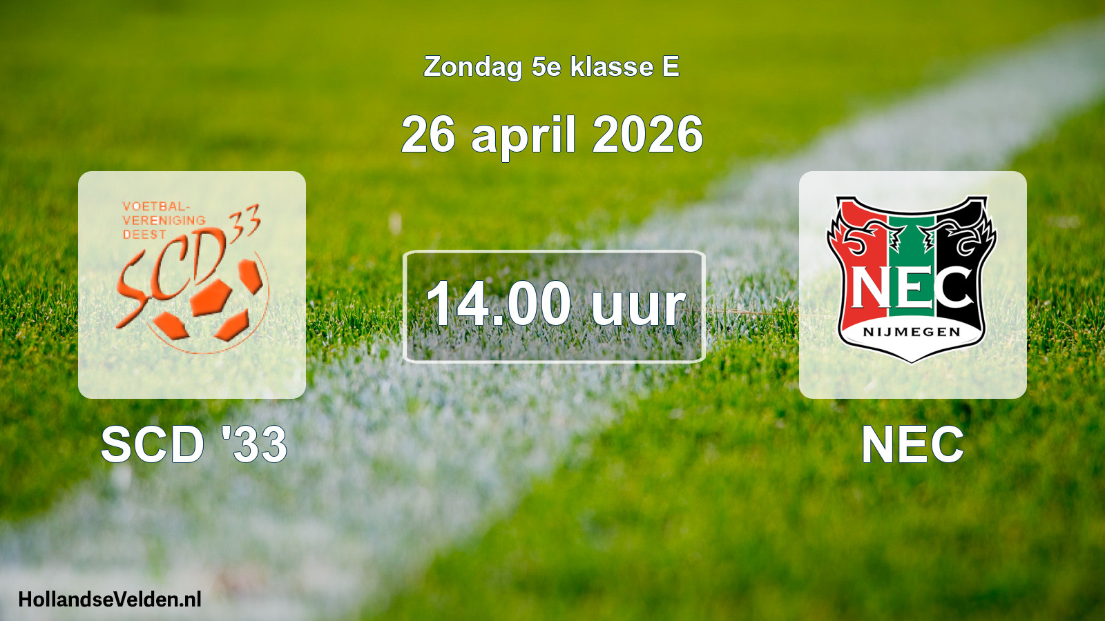 Geplande wedstrijd: SCD '33 - NEC (26 april 2026)
