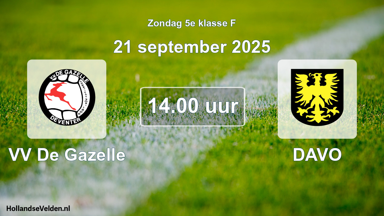 Scheduled Match: VV De Gazelle - DAVO (21 September 2025)