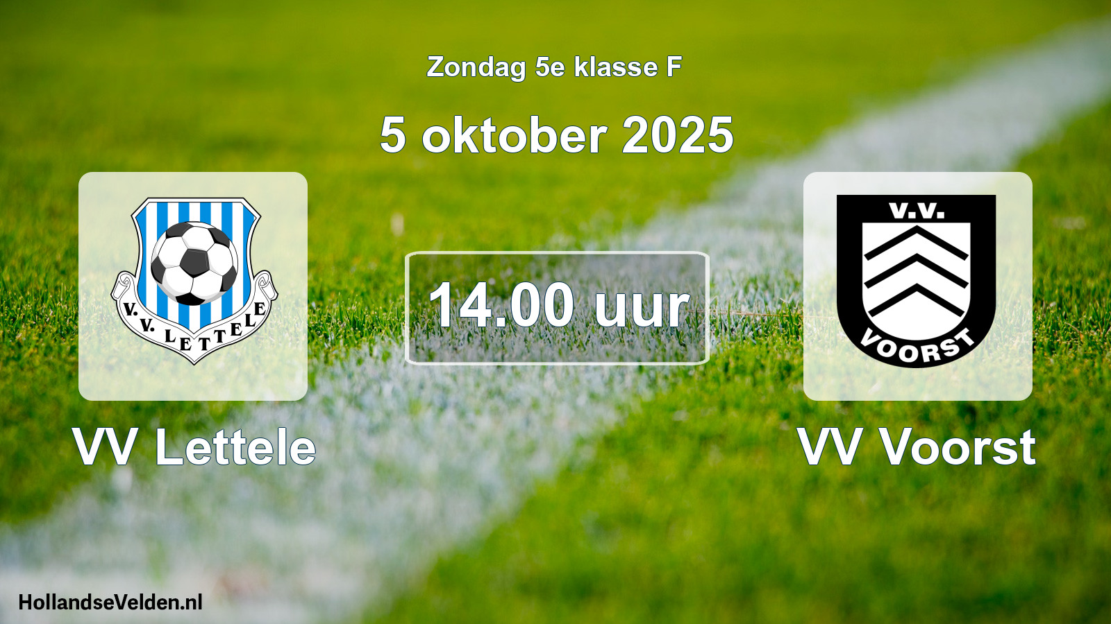 Geplande wedstrijd: VV Lettele - VV Voorst (5 oktober 2025)