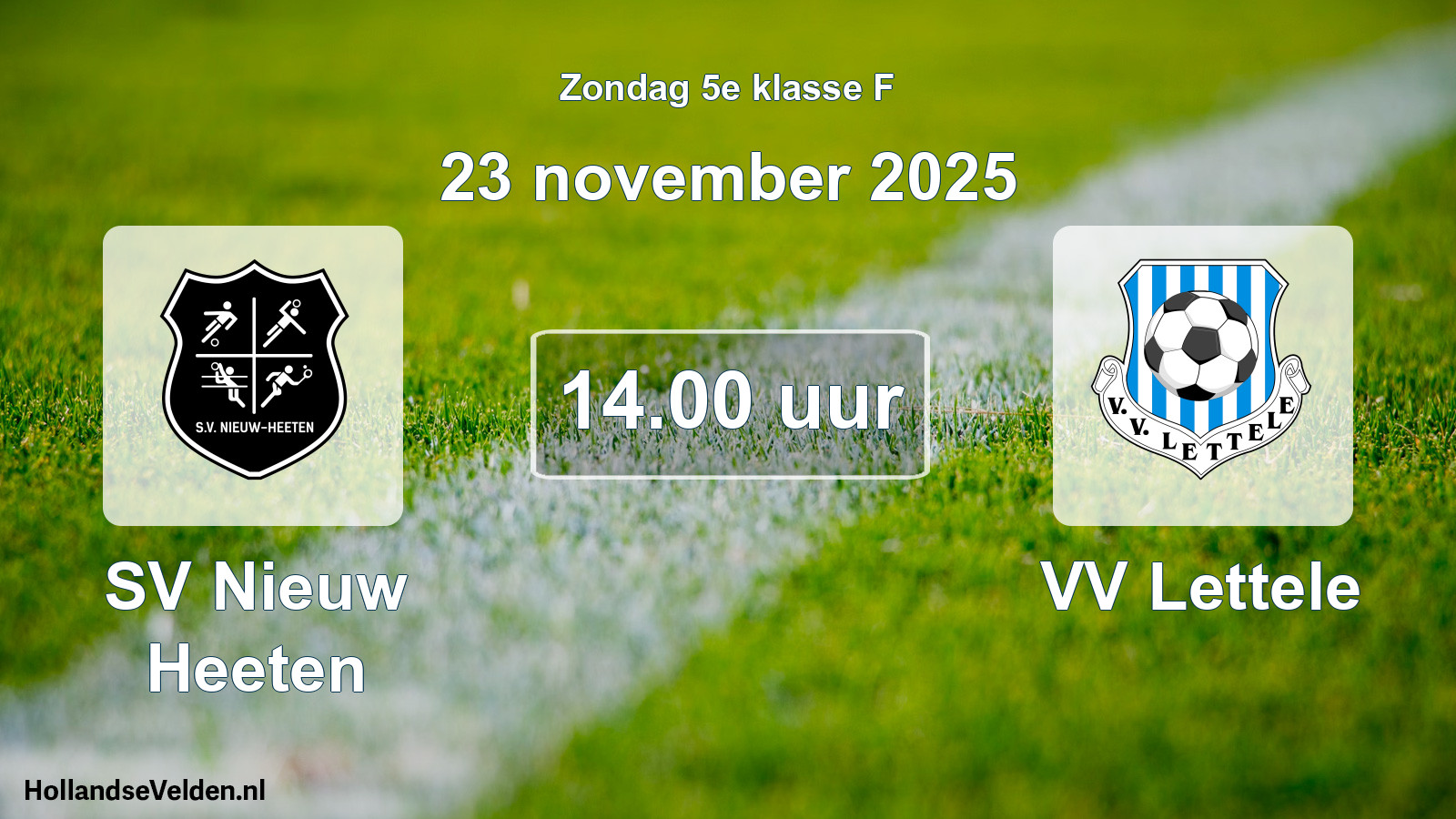 Geplande wedstrijd: SV Nieuw Heeten - VV Lettele (23 november 2025)