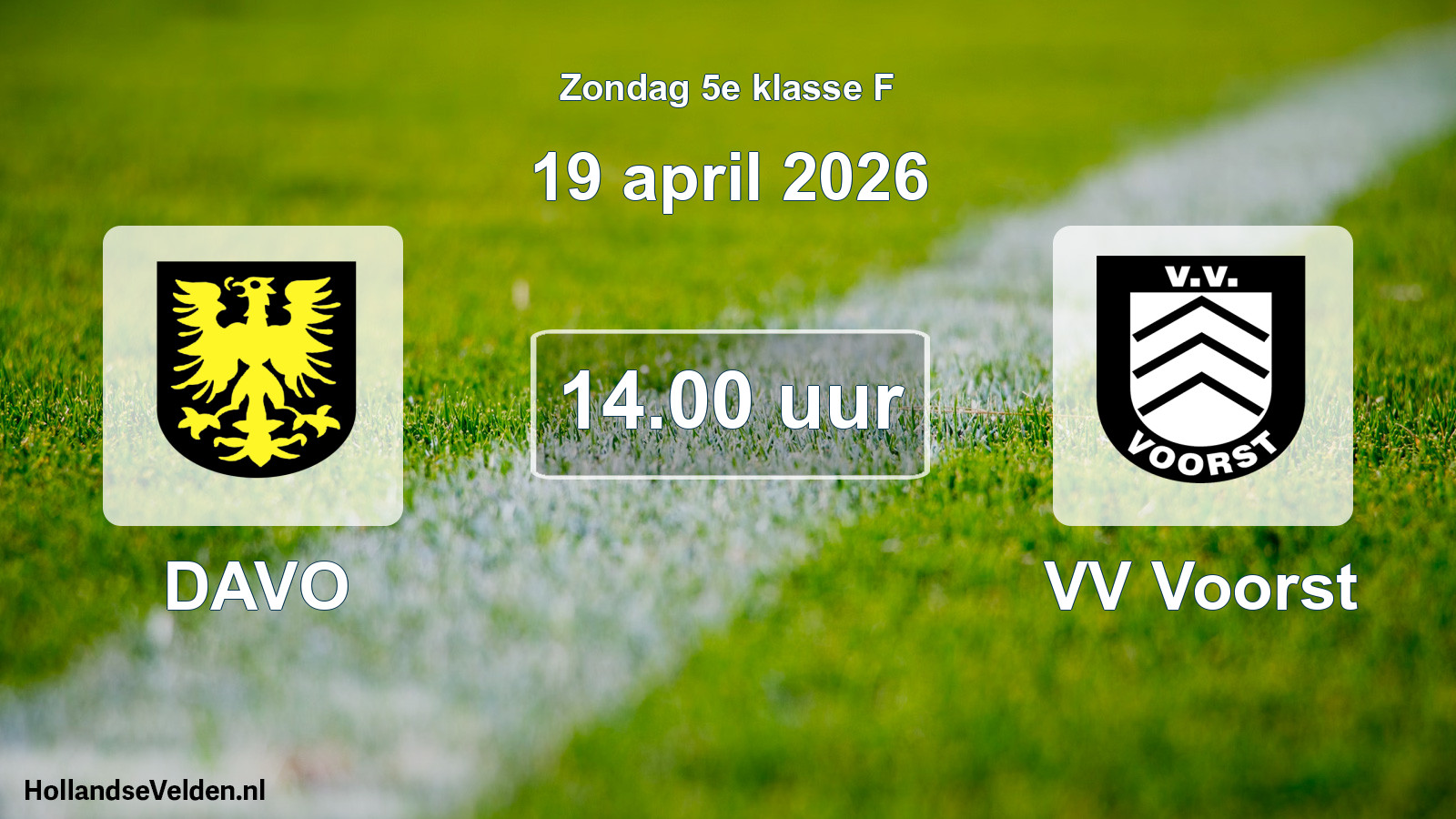 Scheduled Match: DAVO - VV Voorst (19 April 2026)