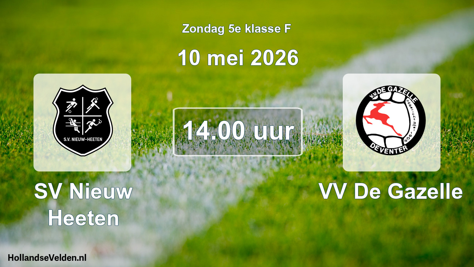 Geplande wedstrijd: SV Nieuw Heeten - VV De Gazelle (10 mei 2026)