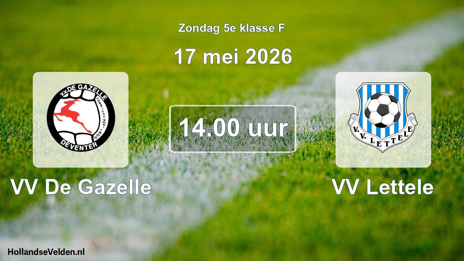 Geplande wedstrijd: VV De Gazelle - VV Lettele (17 mei 2026)