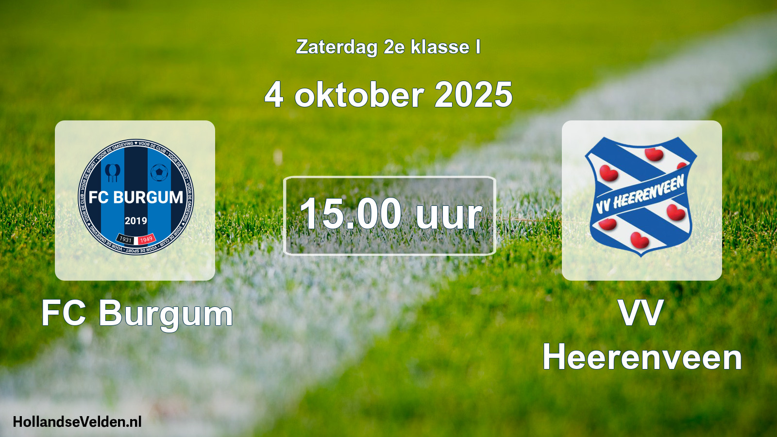 Geplande wedstrijd: FC Burgum - VV Heerenveen (4 oktober 2025)