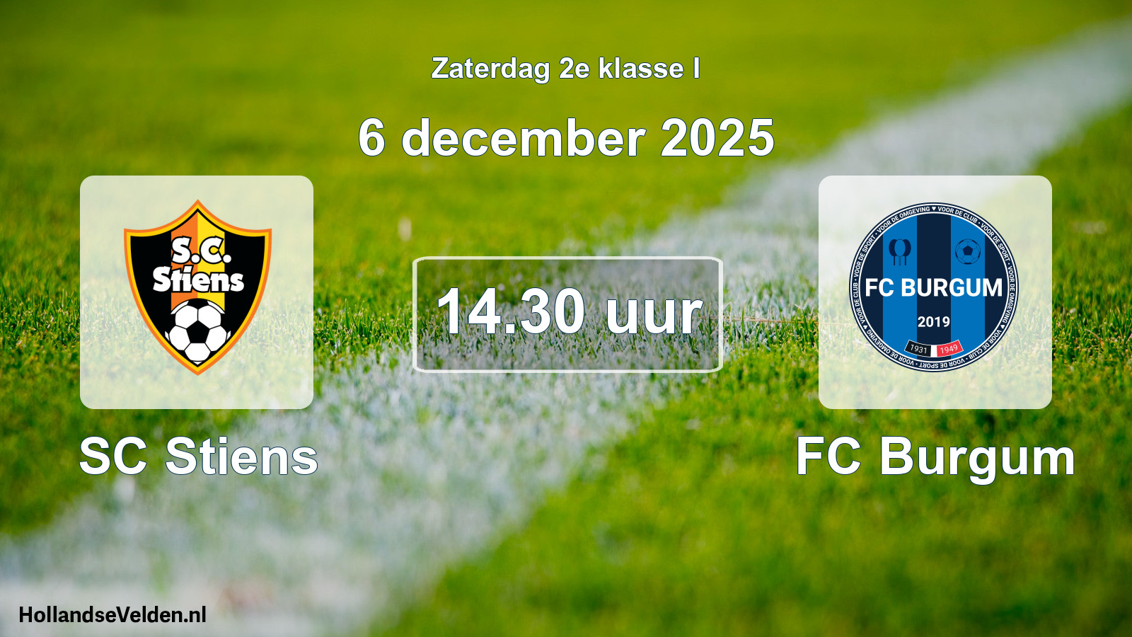 Geplande wedstrijd: SC Stiens - FC Burgum (6 december 2025)
