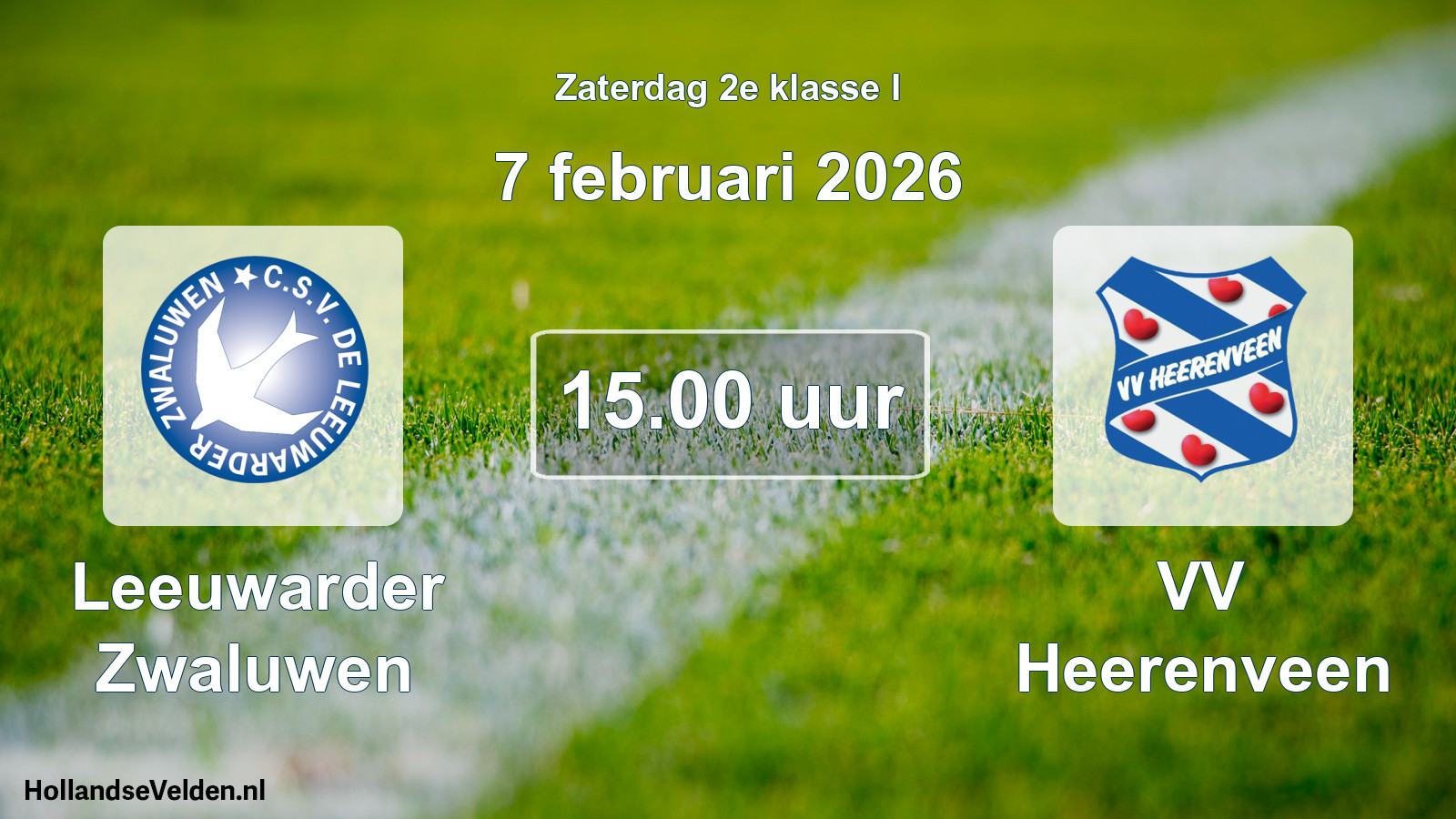 Geplande wedstrijd: Leeuwarder Zwaluwen - VV Heerenveen (7 februari 2026)
