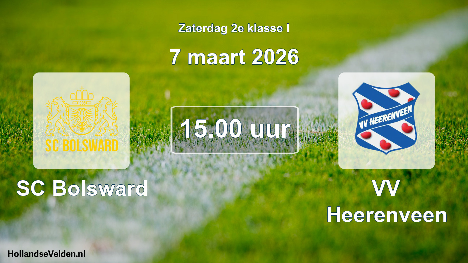 Geplande wedstrijd: SC Bolsward - VV Heerenveen (7 maart 2026)