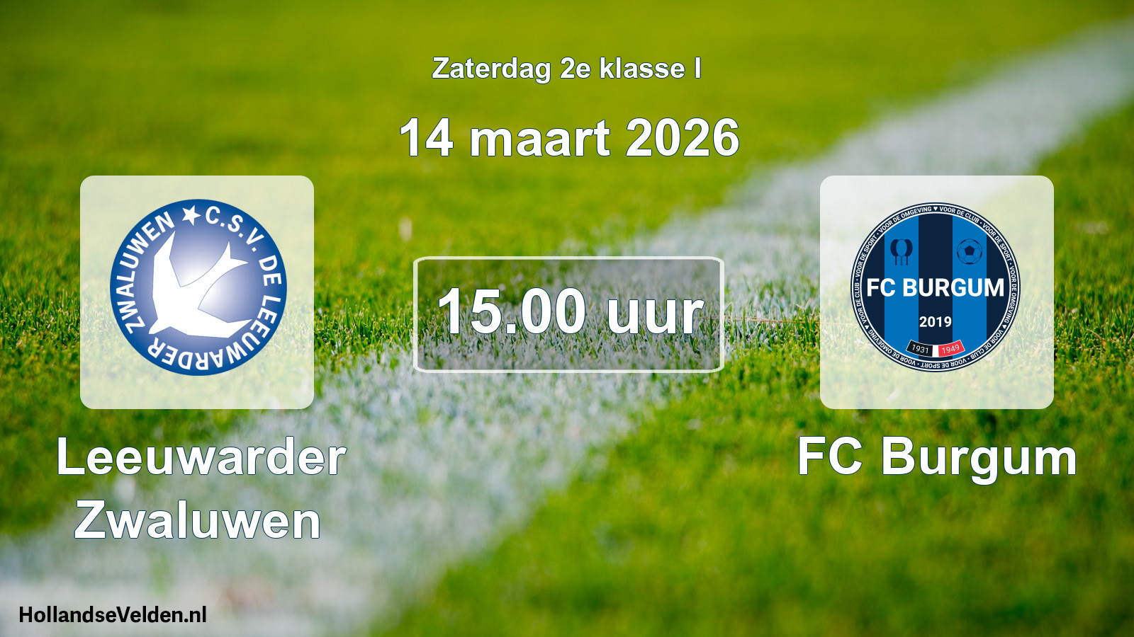 Geplande wedstrijd: Leeuwarder Zwaluwen - FC Burgum (14 maart 2026)