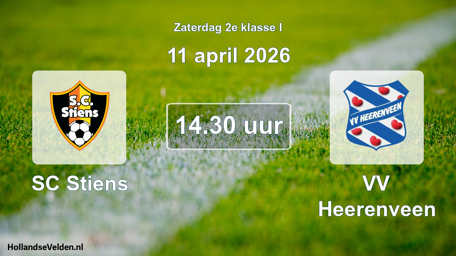 Geplande wedstrijd: SC Stiens - VV Heerenveen (11 april 2026)