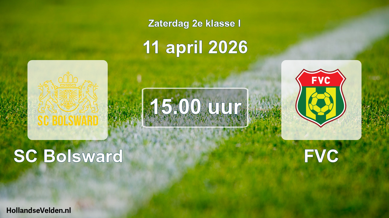 Geplande wedstrijd: SC Bolsward - FVC (11 april 2026)