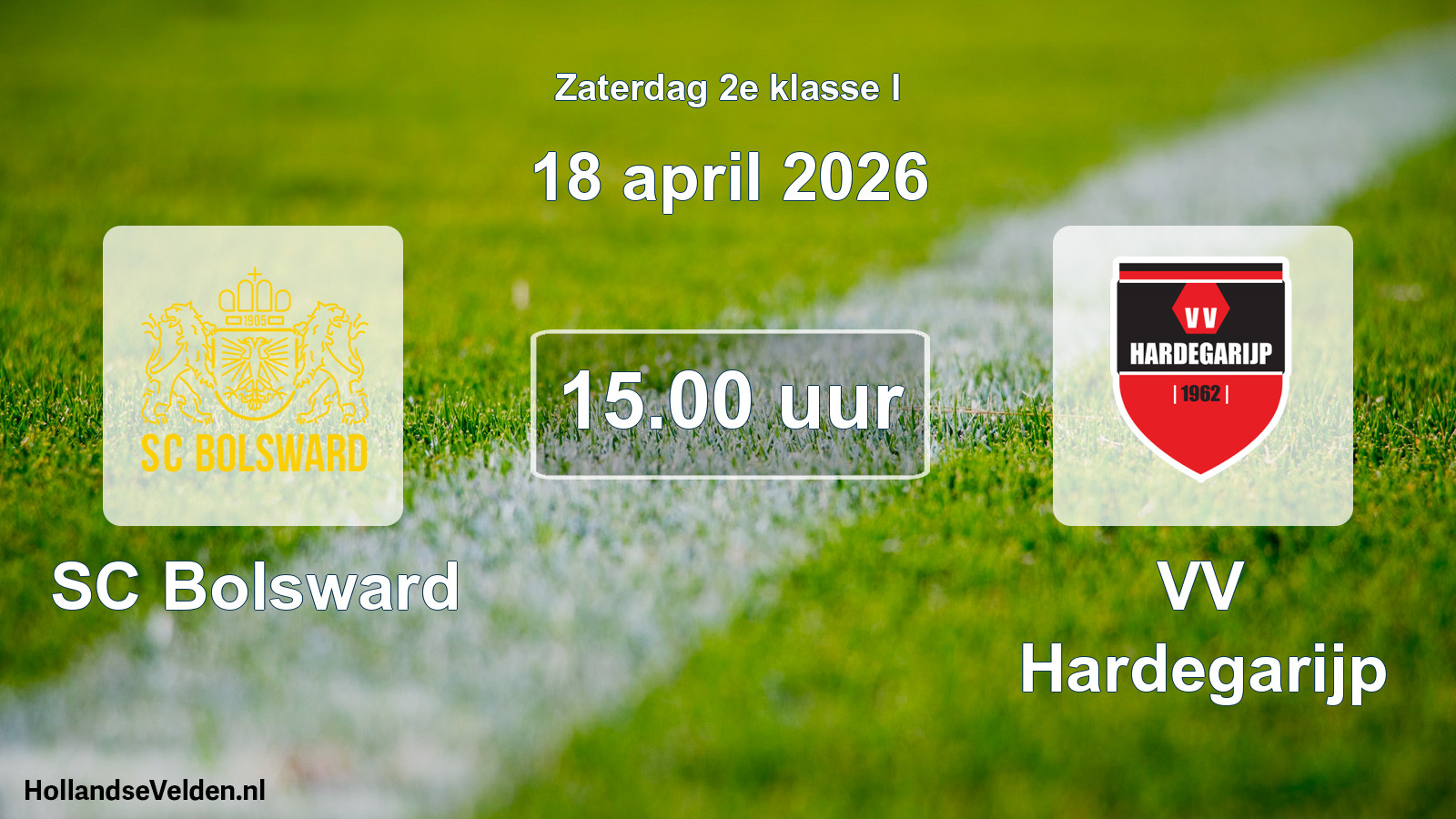Geplande wedstrijd: SC Bolsward - VV Hardegarijp (18 april 2026)