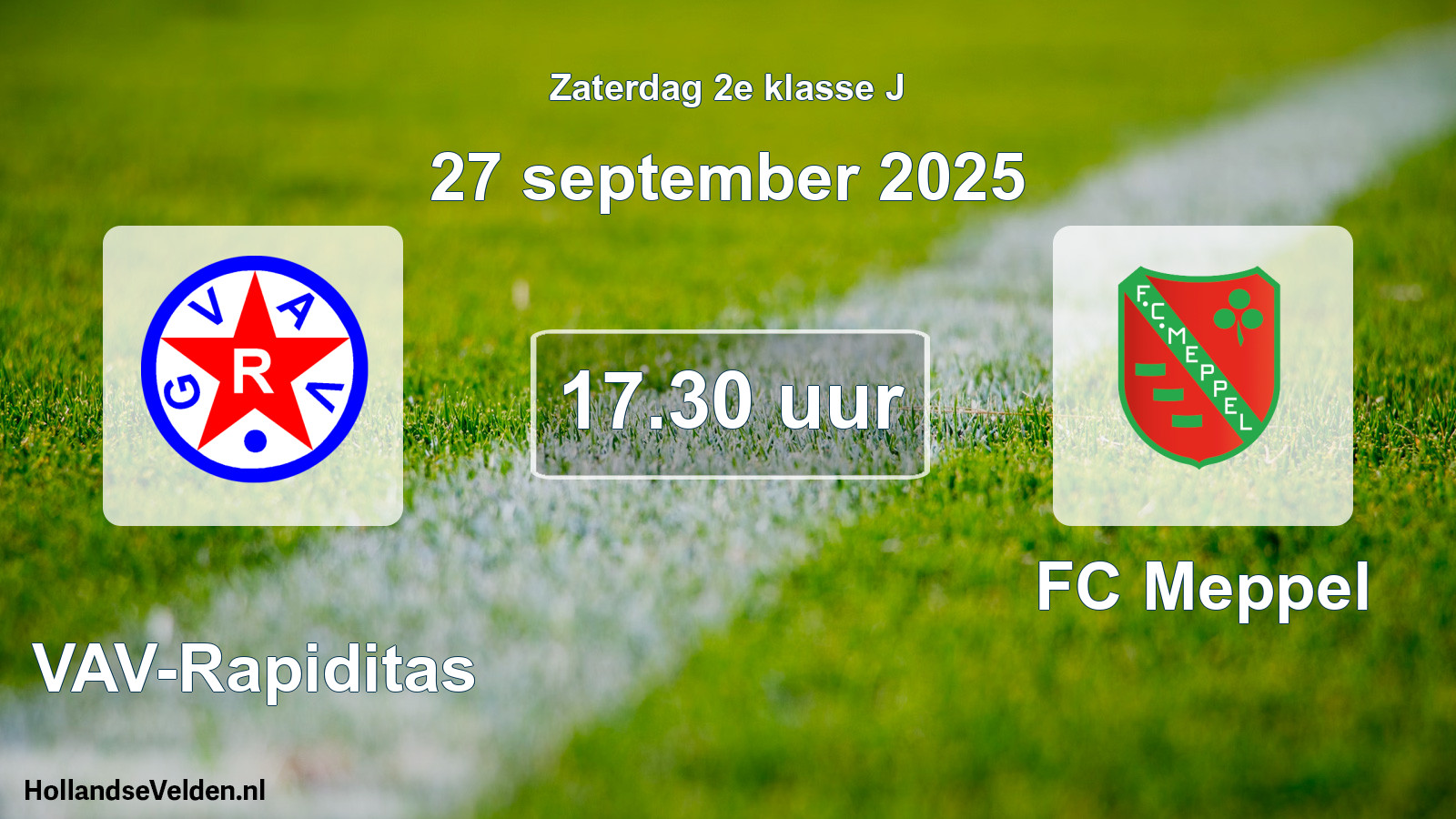 Geplande wedstrijd: GVAV-Rapiditas - FC Meppel (27 september 2025)