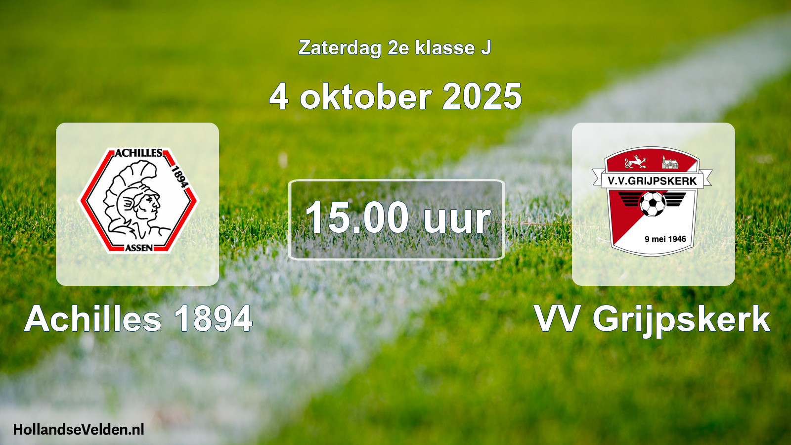 Geplande wedstrijd: Achilles 1894 - VV Grijpskerk (4 oktober 2025)