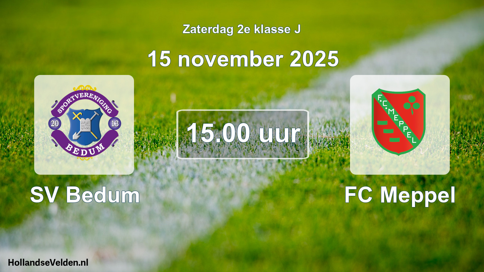 Geplande wedstrijd: SV Bedum - FC Meppel (15 november 2025)