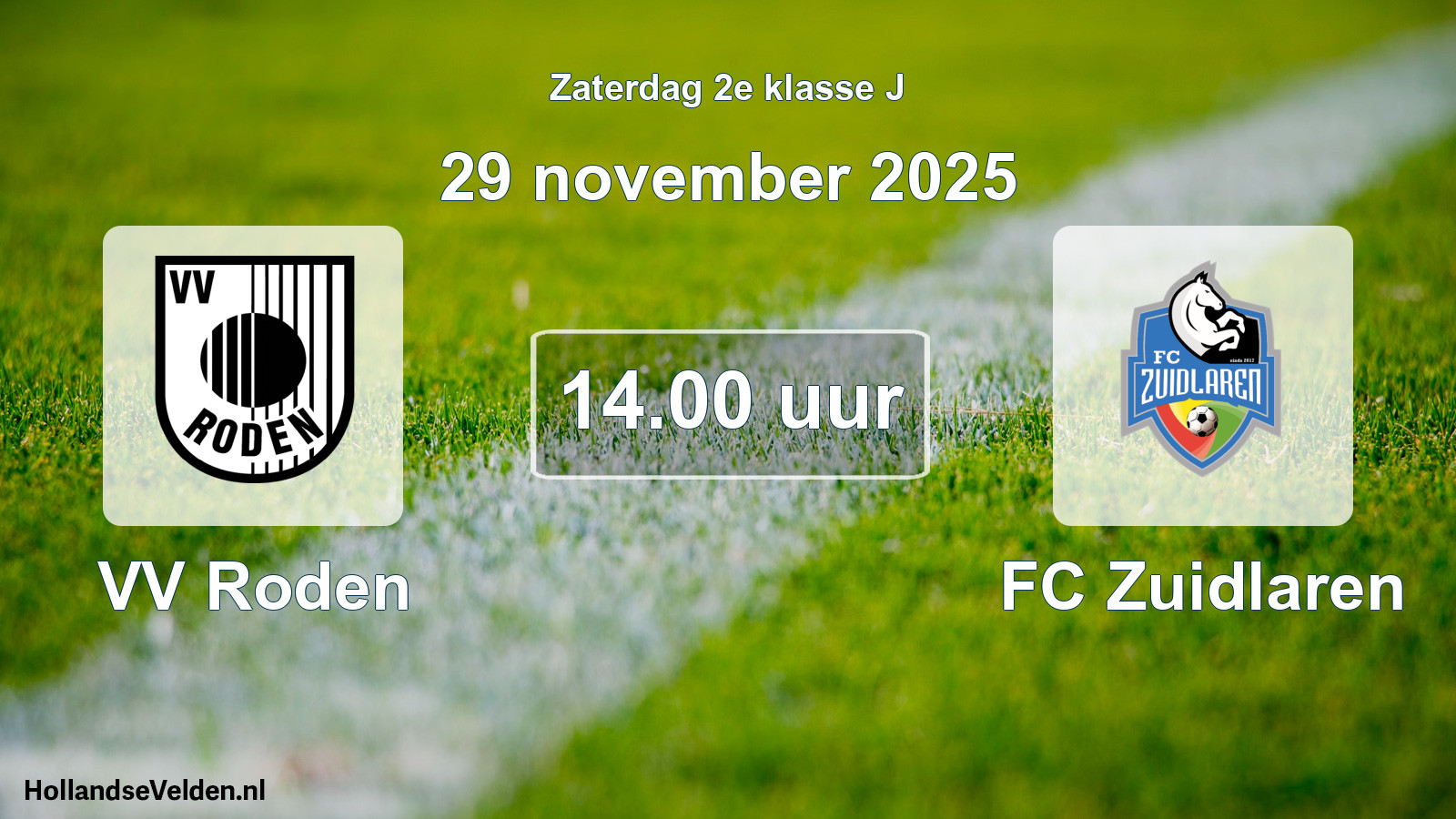 Geplande wedstrijd: VV Roden - FC Zuidlaren (29 november 2025)