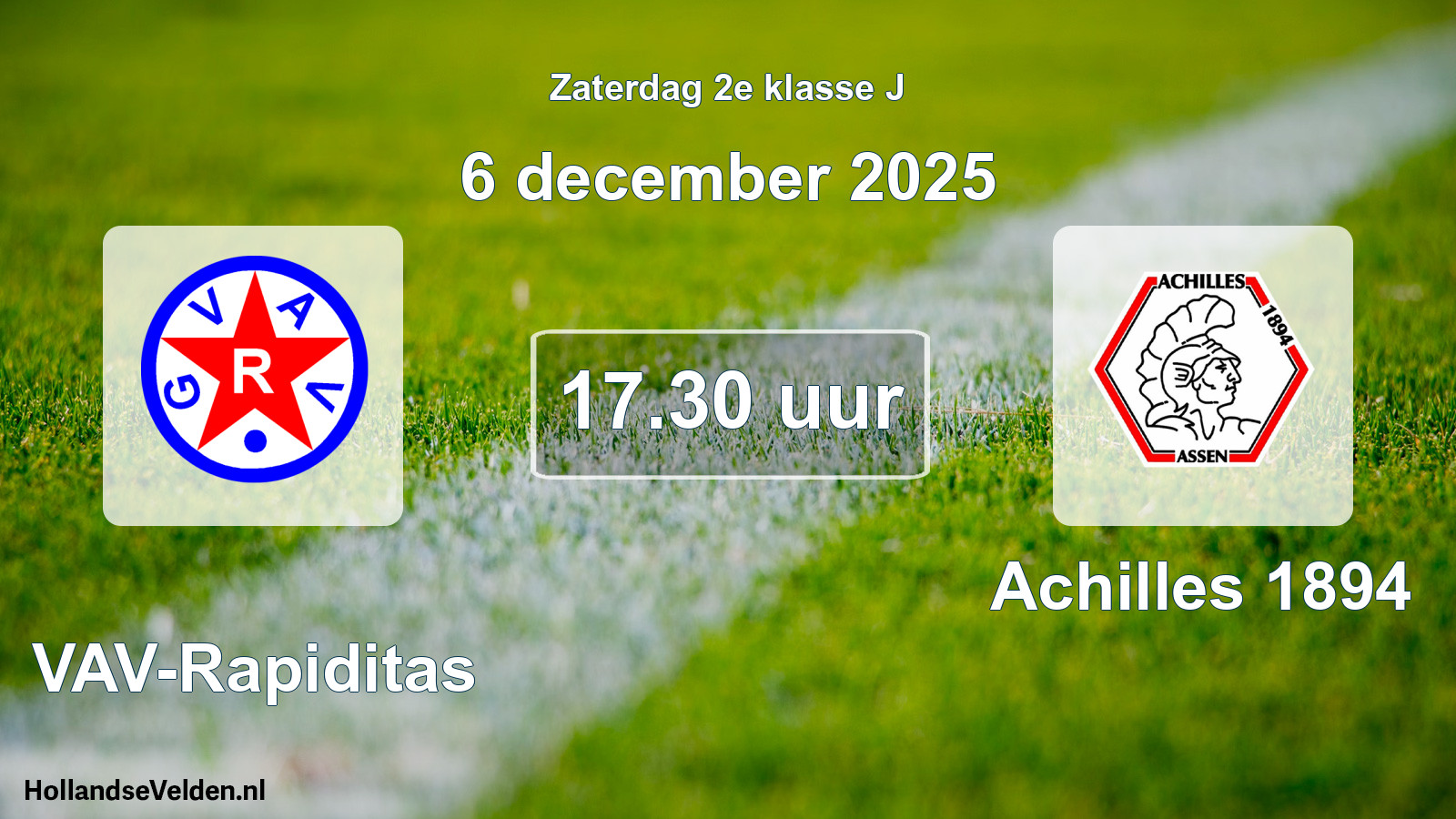 Geplande wedstrijd: GVAV-Rapiditas - Achilles 1894 (6 december 2025)