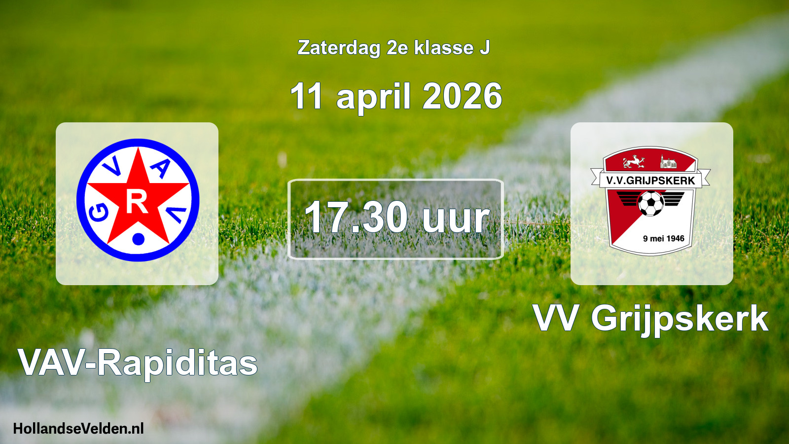 Scheduled Match: GVAV-Rapiditas - VV Grijpskerk (11 April 2026)