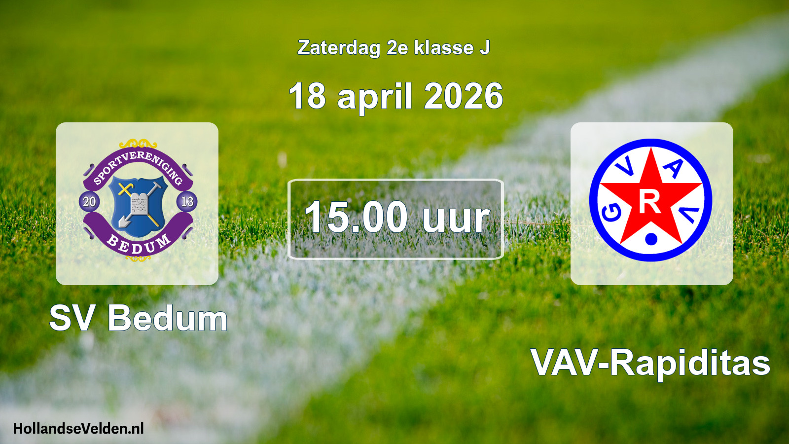 Geplande wedstrijd: SV Bedum - GVAV-Rapiditas (18 april 2026)
