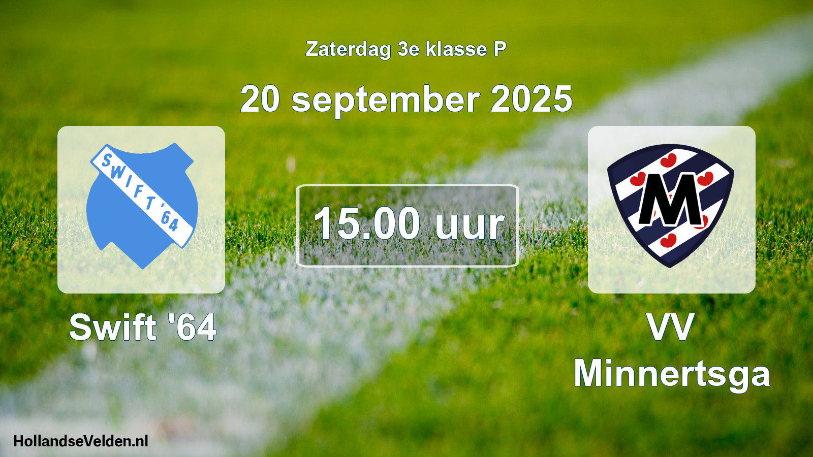 Geplande wedstrijd: Swift '64 - VV Minnertsga (20 september 2025)