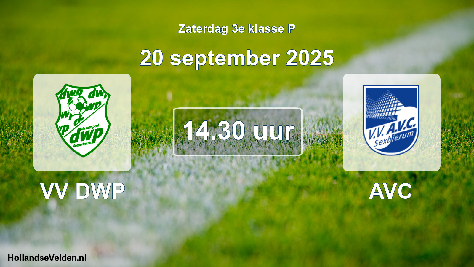 Geplande wedstrijd: VV DWP - AVC (20 september 2025)