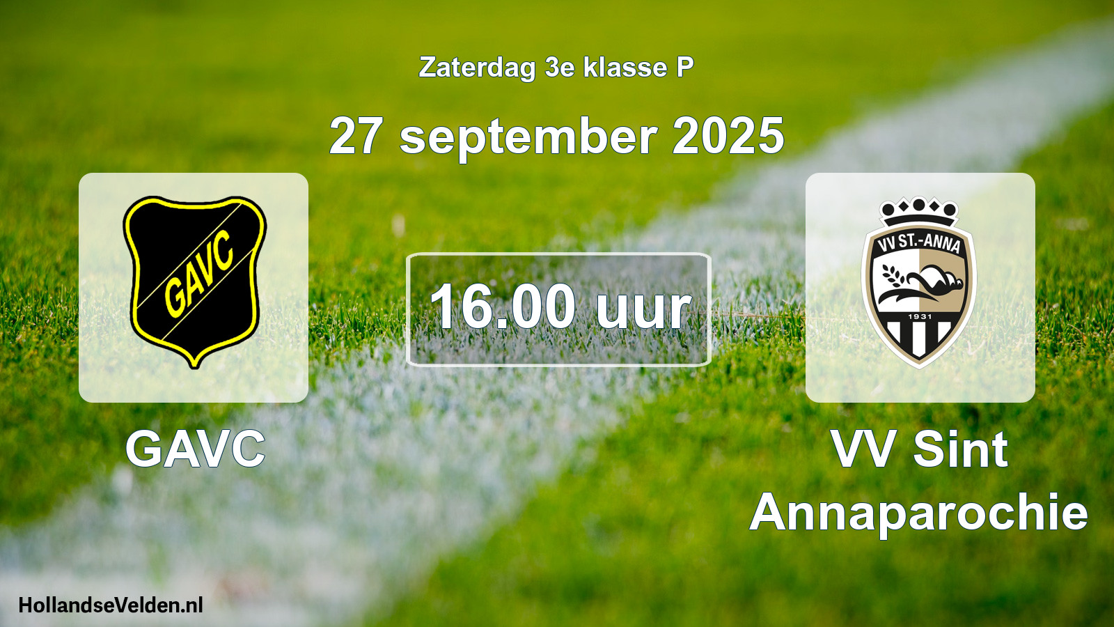 Geplande wedstrijd: GAVC - VV Sint Annaparochie (27 september 2025)