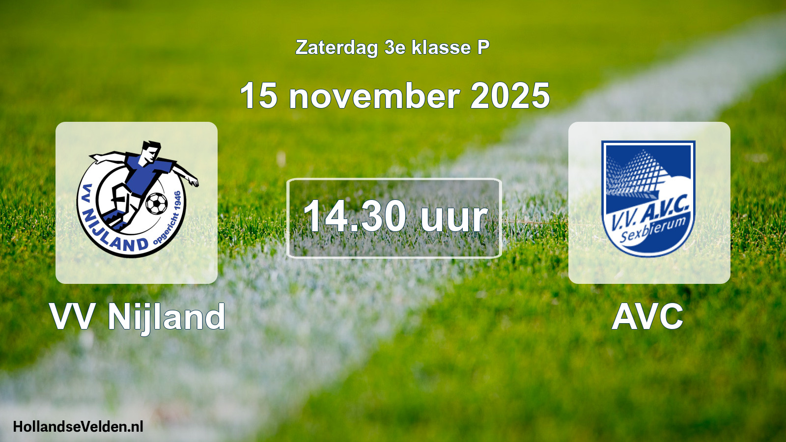 Geplande wedstrijd: VV Nijland - AVC (15 november 2025)