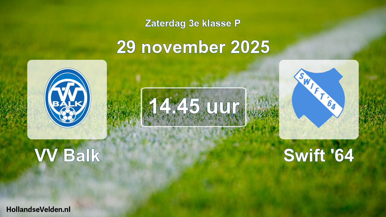 Geplande wedstrijd: VV Balk - Swift '64 (29 november 2025)