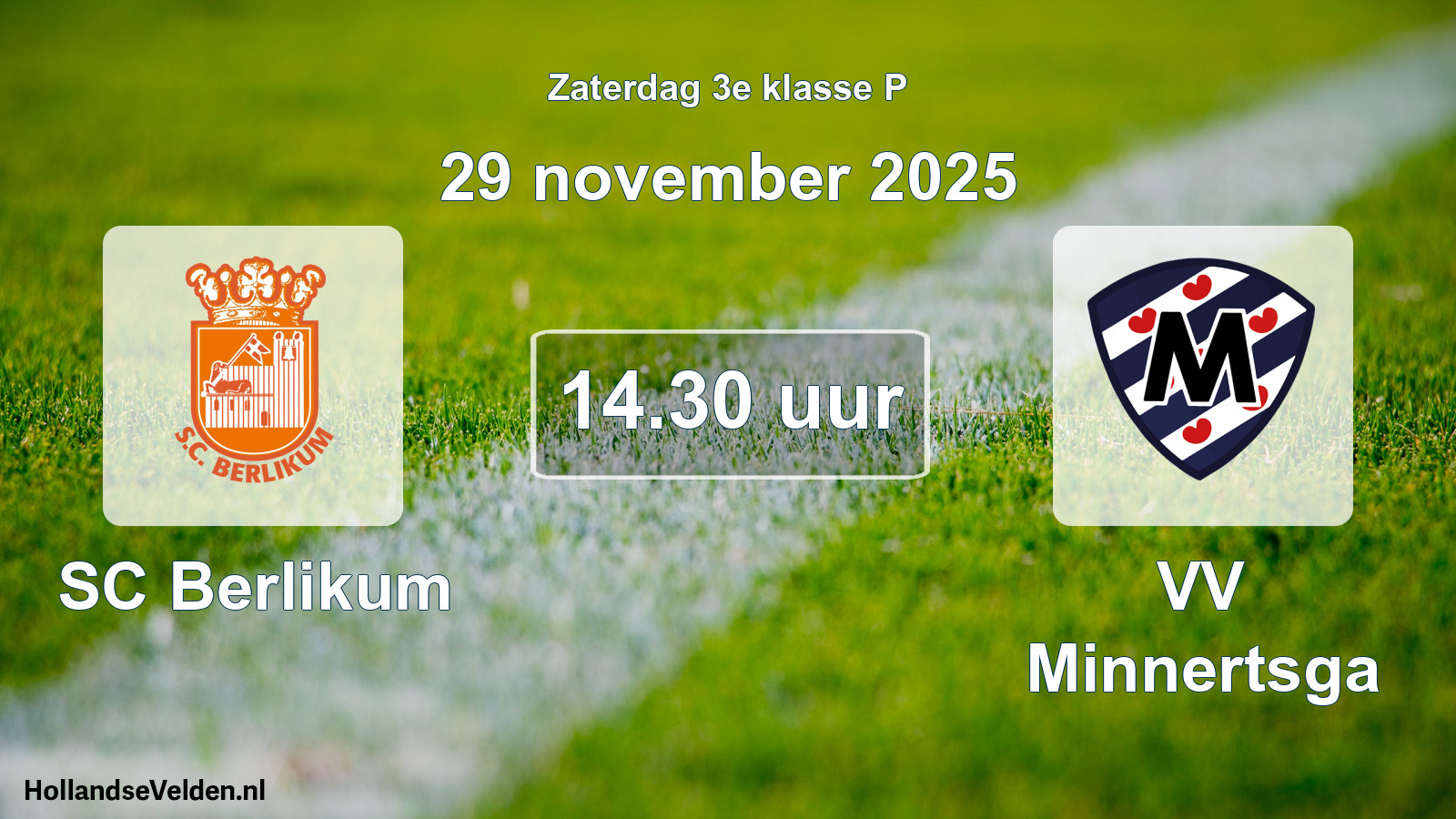Geplande wedstrijd: SC Berlikum - VV Minnertsga (29 november 2025)