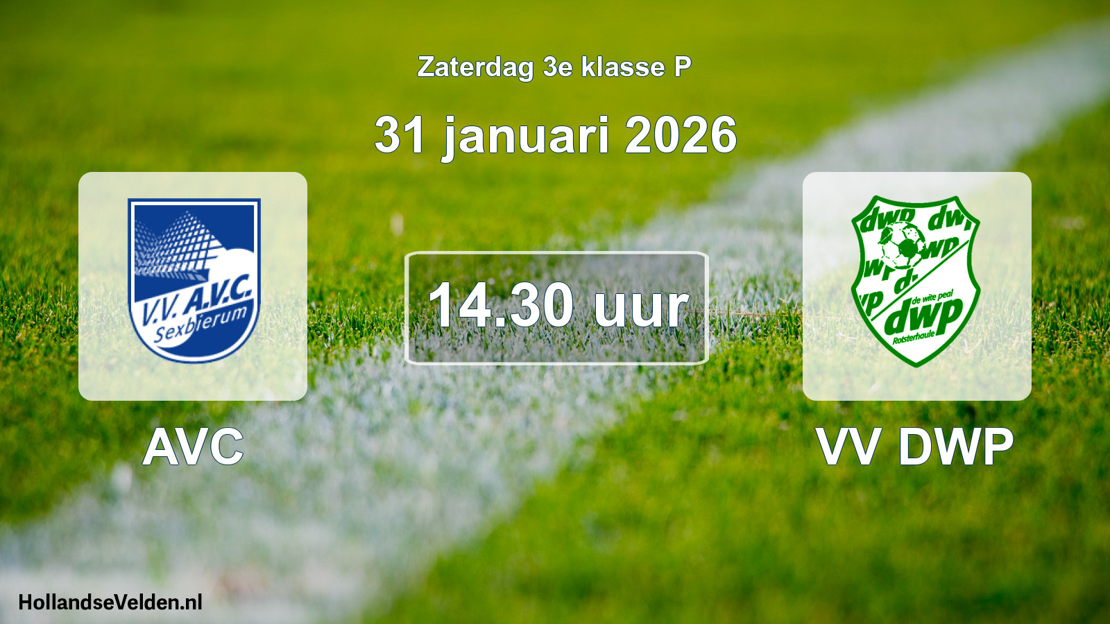 Geplande wedstrijd: AVC - VV DWP (31 januari 2026)