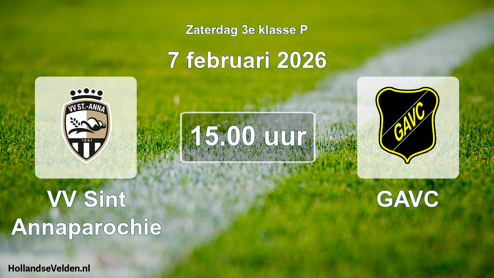 Geplande wedstrijd: VV Sint Annaparochie - GAVC (7 februari 2026)