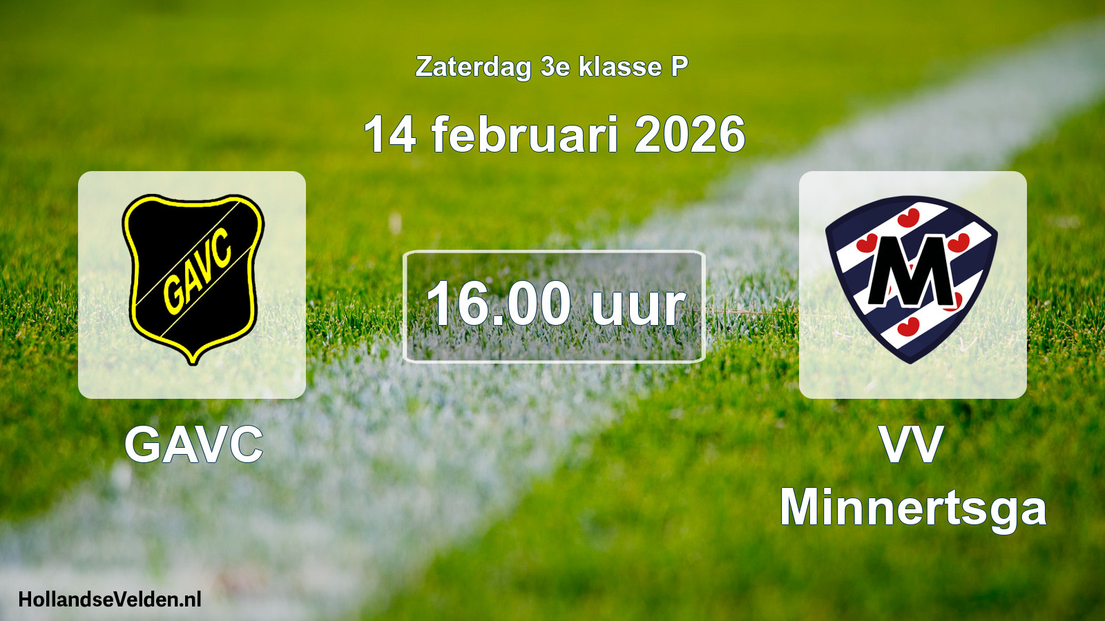 Geplande wedstrijd: GAVC - VV Minnertsga (14 februari 2026)