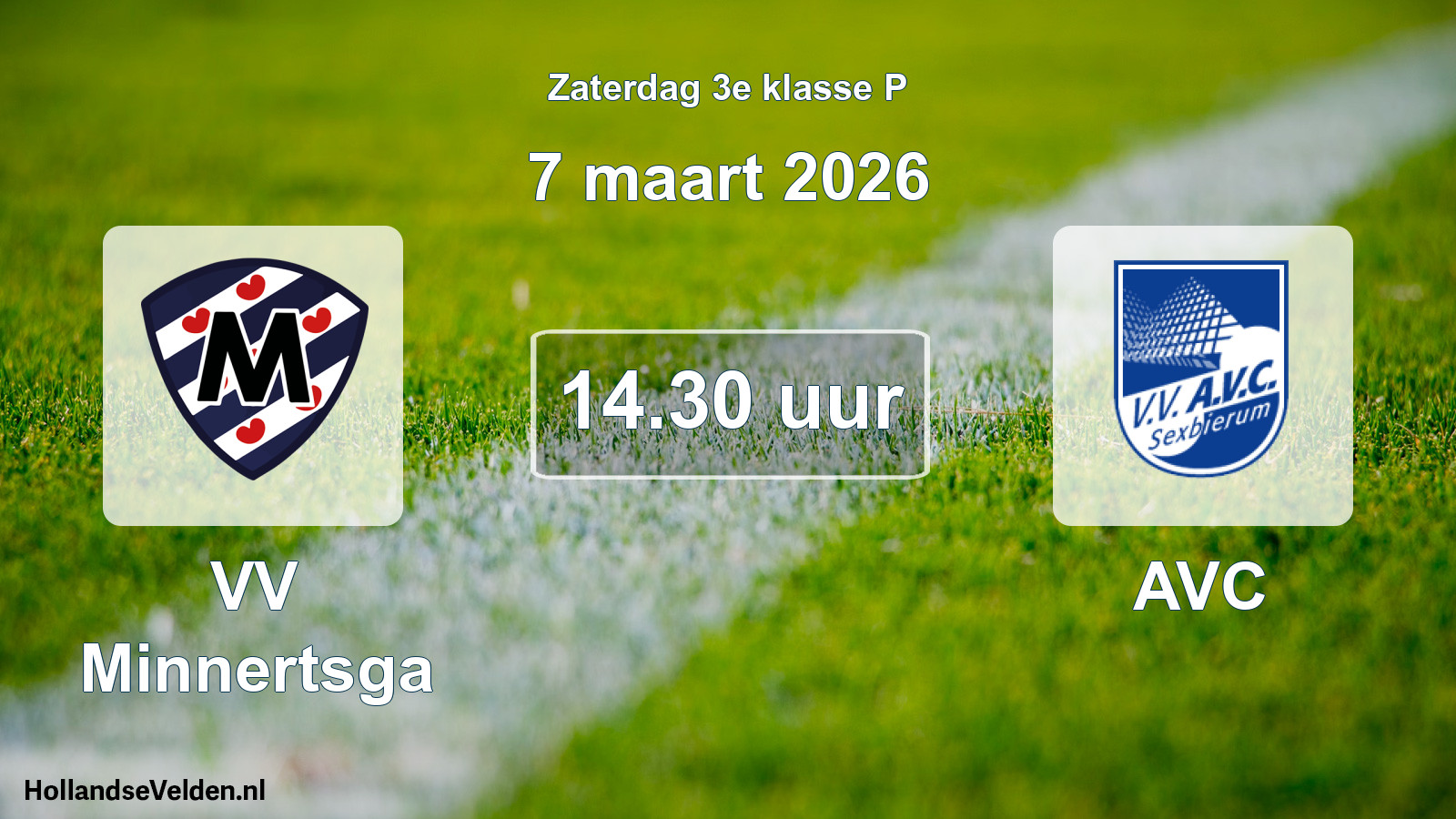 Geplande wedstrijd: VV Minnertsga - AVC (7 maart 2026)