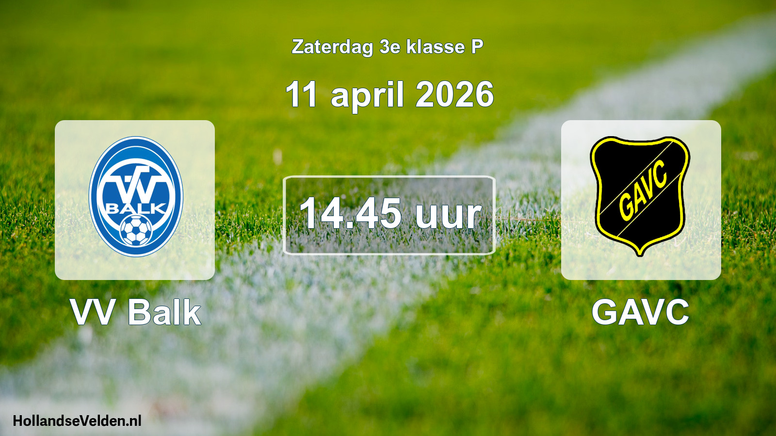 Geplande wedstrijd: VV Balk - GAVC (11 april 2026)