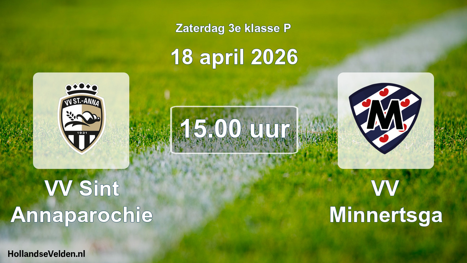 Geplande wedstrijd: VV Sint Annaparochie - VV Minnertsga (18 april 2026)