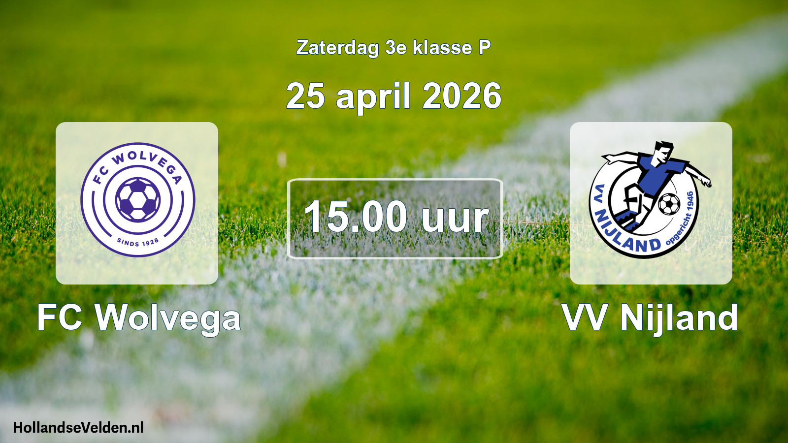 Geplande wedstrijd: FC Wolvega - VV Nijland (25 april 2026)