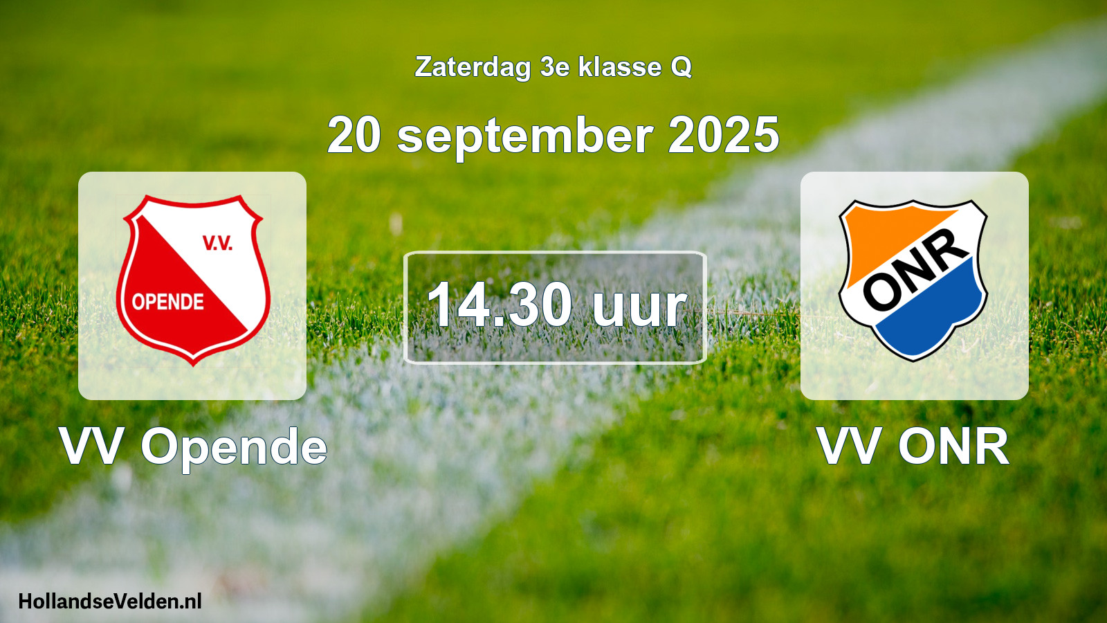 Scheduled Match: VV Opende - VV ONR (20 September 2025)