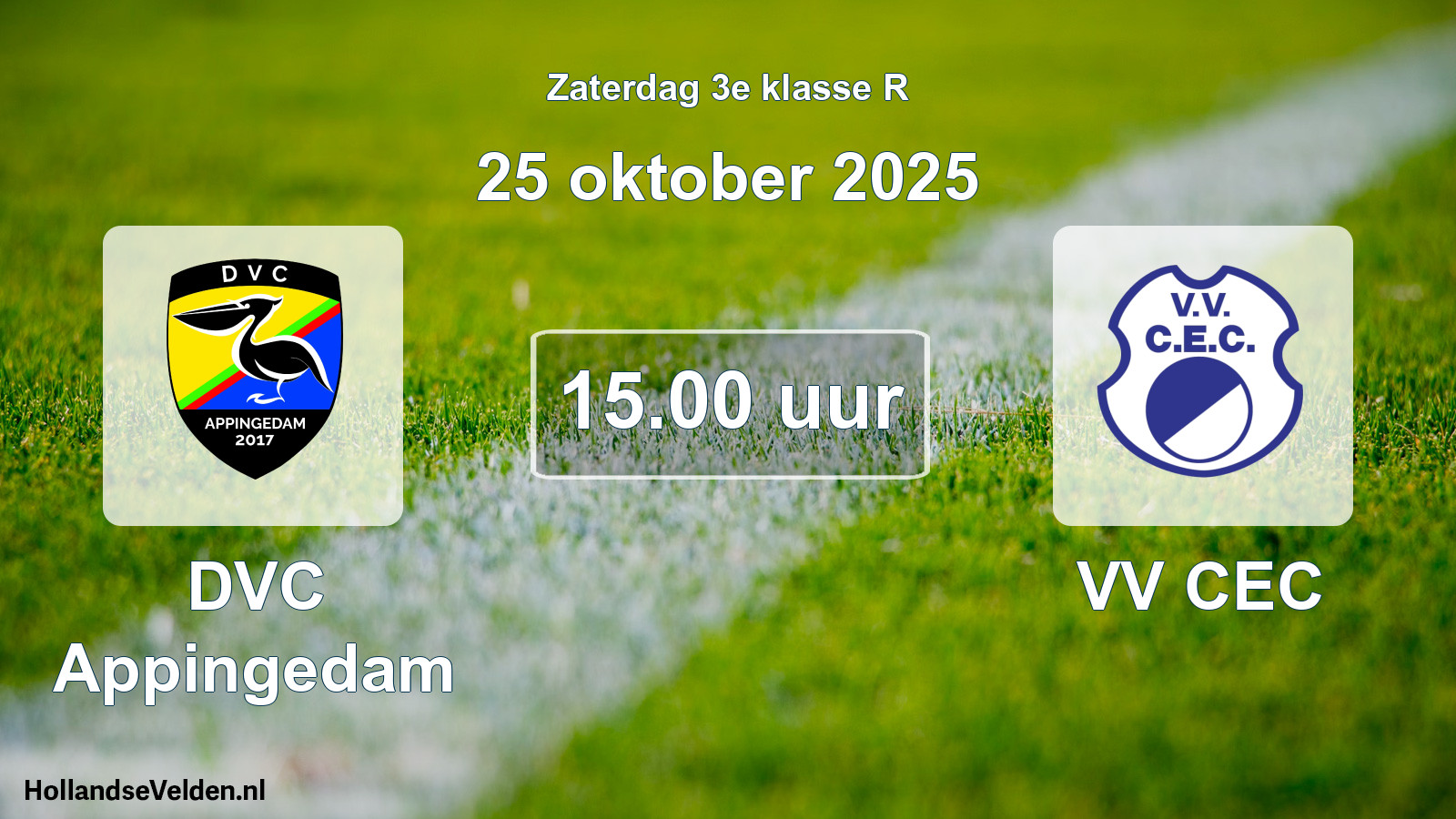 Scheduled Match: DVC Appingedam - VV CEC (25 October 2025)