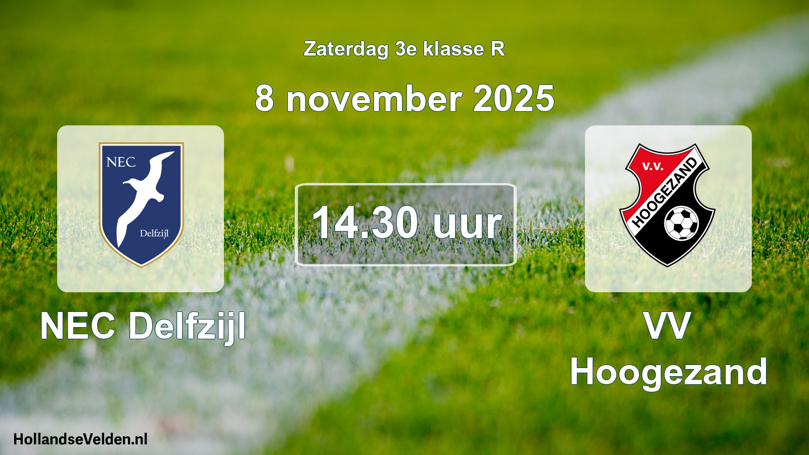 Geplande wedstrijd: NEC Delfzijl - VV Hoogezand (8 november 2025)