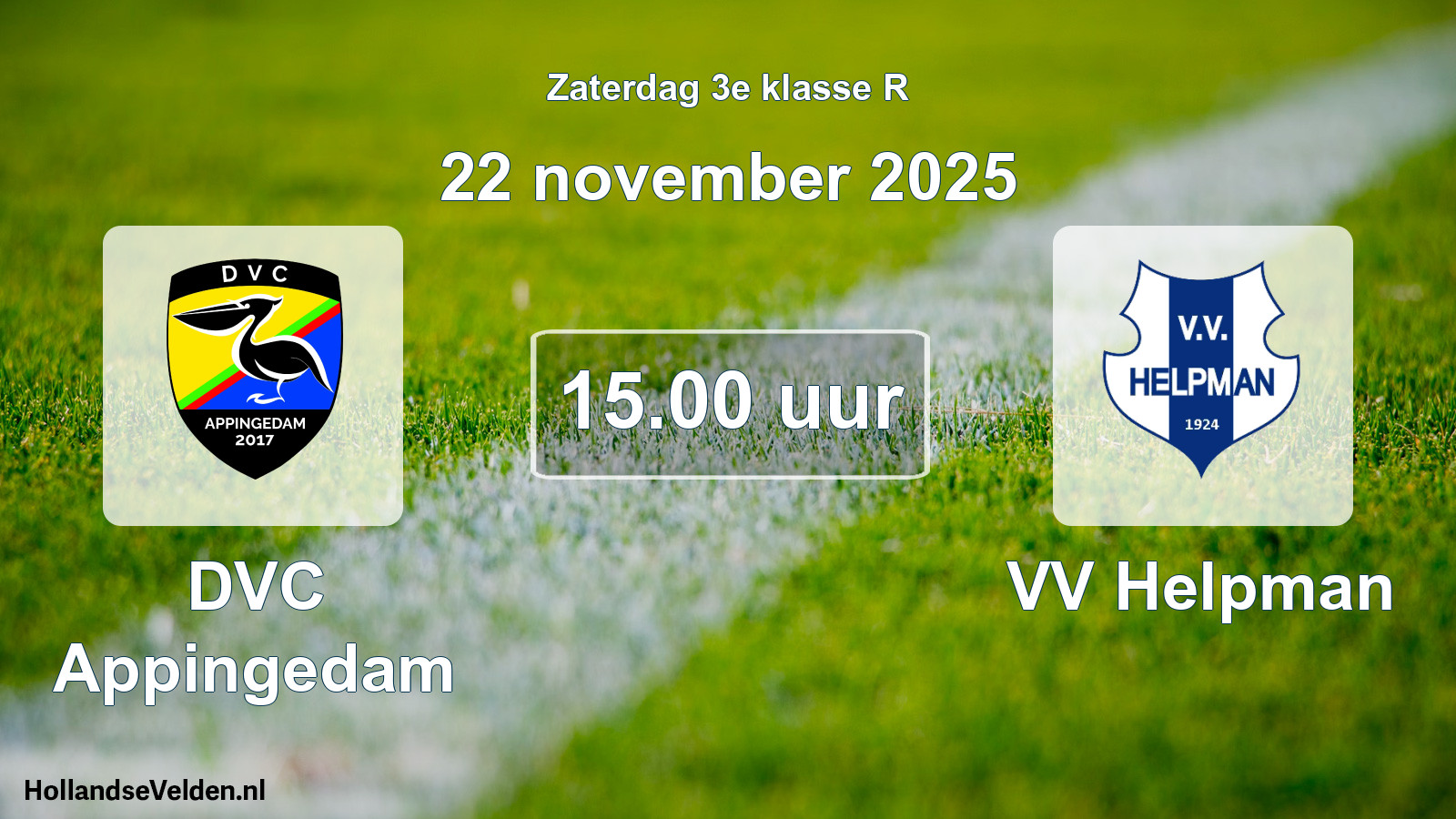 Scheduled Match: DVC Appingedam - VV Helpman (22 November 2025)
