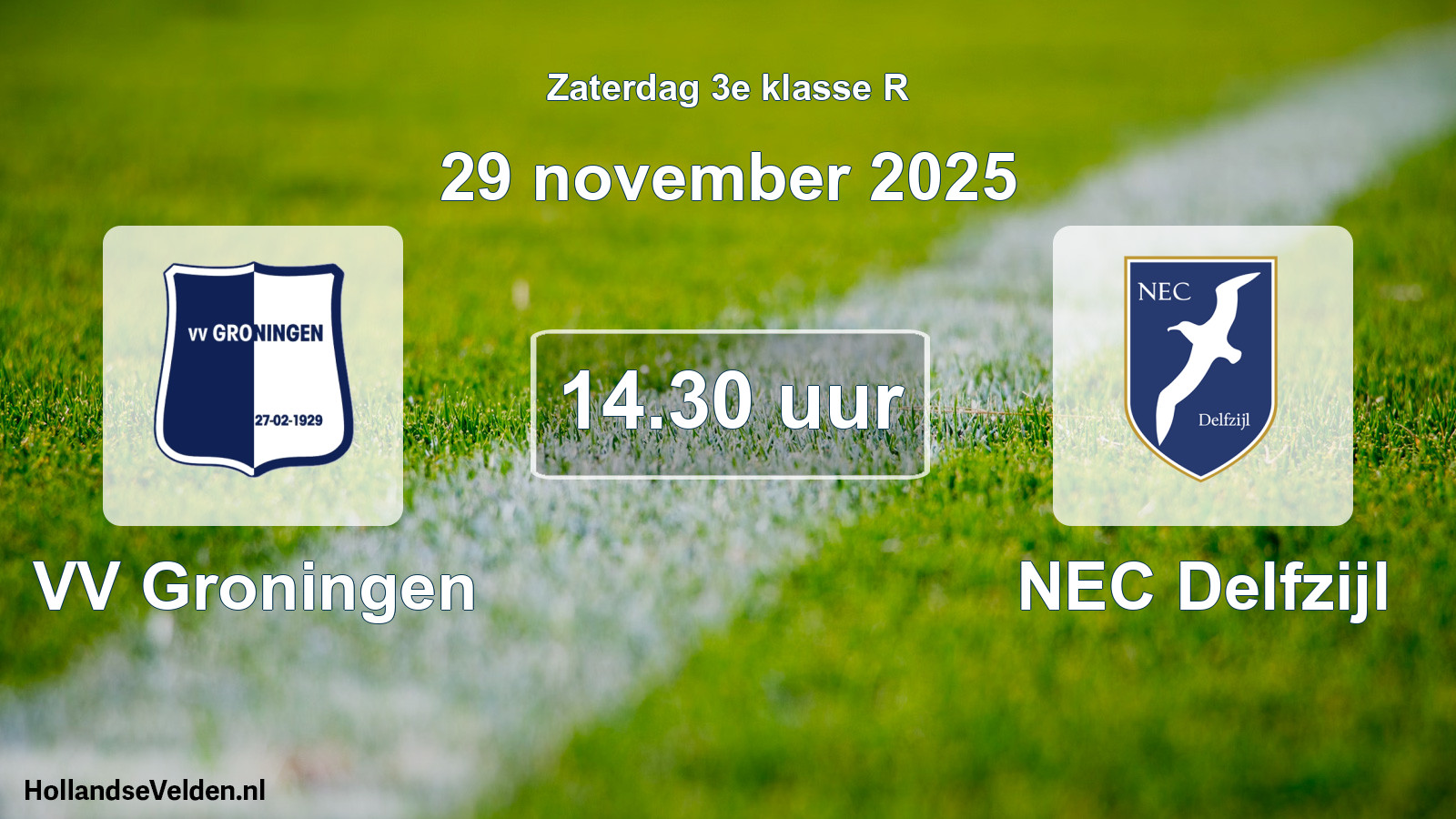 Scheduled Match: VV Groningen - NEC Delfzijl (29 November 2025)