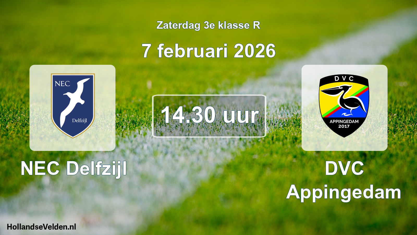 Scheduled Match: NEC Delfzijl - DVC Appingedam (7 February 2026)