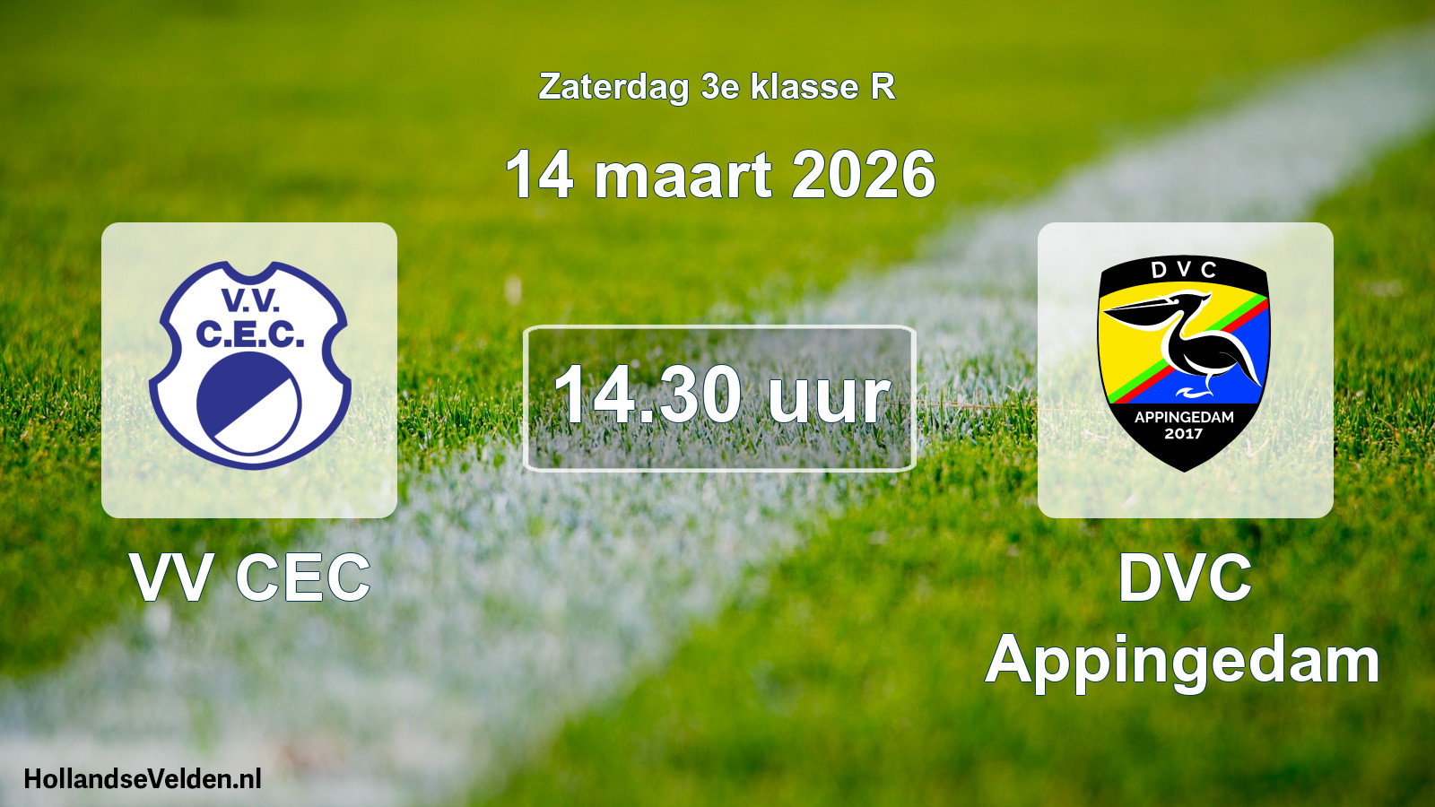 Scheduled Match: VV CEC - DVC Appingedam (14 March 2026)