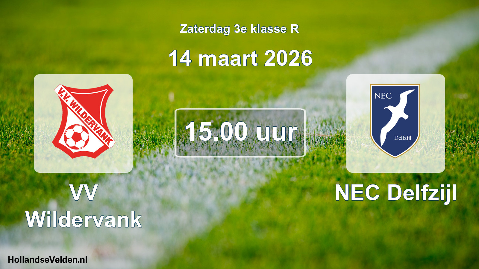 Geplande wedstrijd: VV Wildervank - NEC Delfzijl (14 maart 2026)