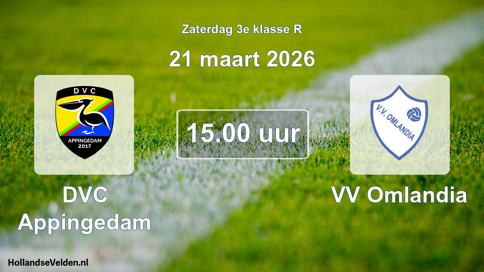 Scheduled Match: DVC Appingedam - VV Omlandia (21 March 2026)
