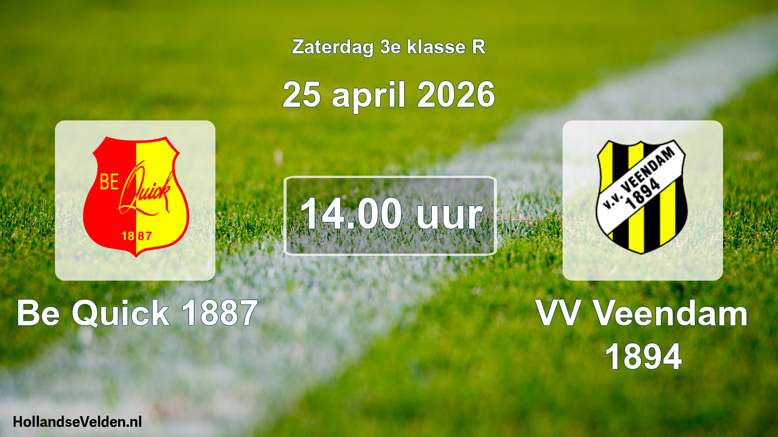 Scheduled Match: Be Quick 1887 - VV Veendam 1894 (25 April 2026)